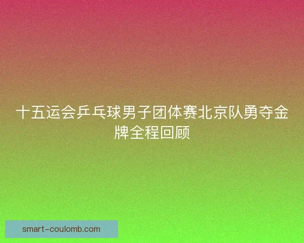 十五运会乒乓球男子团体赛北京队勇夺金牌全程回顾